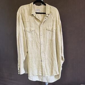Ryan Michael Silk Cotton Western Embroidered Long Sleeve Snap Button Shirt XL